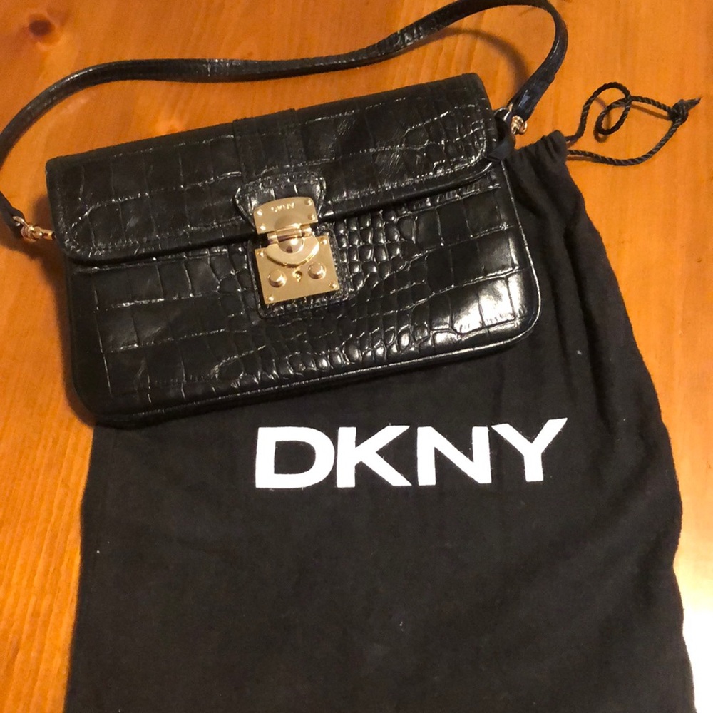 DKNY black leather Clutch